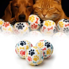 Astraltech Kanji 3'lü Kedi Köpek Tenis Topu | 6.5 cm Orta Boy Renkli Pati Desenli Dayanıklı Oyuncak | Diş Dost