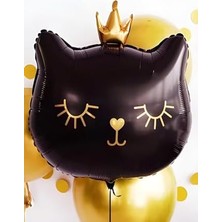 Marsilyan Taçlı Siyah Kedi Folyo Balon 1 Adet 76X 64.5 cm