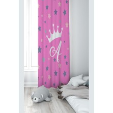 Astraltech Pelangi Pembe A Harfli Yıldızlı Dijital Baskı Yıkanabilir Bebek Çocuk Odası Fon Perdesi, Pembe-Beya