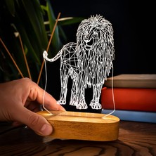 Astraltech Geometrik Aslan Tasarımlı 3D LED Gece Lambası