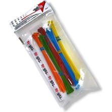 Astraltech Tek-Iş Karışık Renk Plastik Kablo Bağı Seti | 200MM x 2.5mm | 100 Adet (5 Renk x 20) | Renkli Cırt