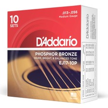 Astraltech D'addario Çelik Teller Western Gitar, En Yüksek Kalitede En Iyi Tel Markaları | EJ17-10P | Fosfor B