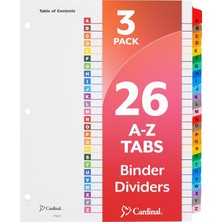 Astraltech Cardinal A-Z Sekme Ayırıcılar, 3 Halkalı Klasör Için, Özelleştirilebilir Içindekiler Sayfası, Çok R