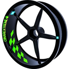 Astraltech Gp Flag Damalı Iç Jant Şeridi Sticker Reflektif, Floresan, Özel Renkler Floresan Yeşil