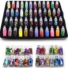 Astraltech Nail Art Tırnak Süsleme Simli Pullu Süs Seti 48 Adet Tırnak Süsleri