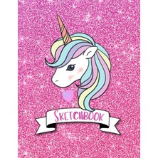 Astraltech Sketchbook: Cute Unicorn Glitter Affect Sparkle Pink Background, Large 8.5" x 11", 110 Pages, Perfe