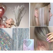 Astraltech DD245 Işıltılı Hair Tinsel Saç Simi Uzatma Gri Gümüş Gelin Teli 45 01