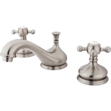 Astraltech Brass KS1168BX Metal Çapraz Saplı Klasik Yaygın Lavabo Musluğu, Saten Nikel