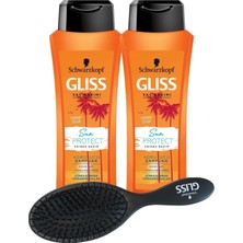 Astraltech Gliss Sun Protect Şampuan, 360 ml x 2 Adet, Saç Fırçası Set