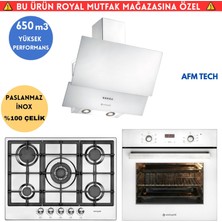Eminçelik Rm9 Turbo+Soğutma Dijital Beyaz Ankastre Set (Ao 2163  W60+22 380 Inox Wok+Ch 1454 Pb W60