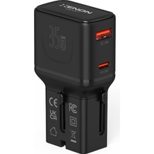 Astraltech Xenon Smart Priz Dönüştürücü | 35W Gan 200+ Ülke & Usb-A Pd Pps Seyahat Adaptörü x