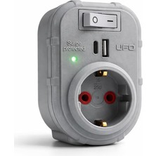Astraltech Ufo Yeni Tekli Akım Korumalı 5V 2,4A USB ve ile Hızlı Şarj, Anahtarlı Topraklı Priz, Sürekli