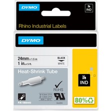 Astraltech Dymo Rhino Industrial Daralan Kablo Etiketleri | 24 mm x 1,5 M | Beyaz Zemin Üzerine Siyah Yazı | K