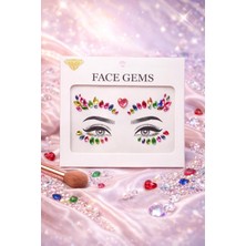 Astraltech Rengarenk Kalp Detaylı Yüz Taşı Face Gems Sticker