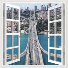 Astraltech Pencere Poster Duvar Kağıdı Boğaz Köprüsü Yapışkanlı Sticker