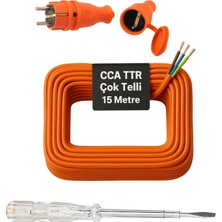 Astraltech Seyyar 15 Metre Uzatma Kablosu Ttr Cca Telli 3x1.5 mm Elektrik Kablo Kontrol Kalem Dişi Erkek Fiş