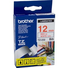 Astraltech Brother - Brother P-Touch TZE-232 Tze-Tape 12MM Beyaz Üzerin