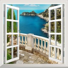 Astraltech Pencere Poster Duvar Kağıdı Balkon Deniz Yapışkanlı Sticker