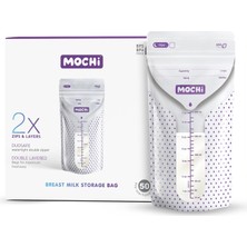 Astraltech Mochi Anne Sütü Saklama Poşeti (50'li), Beyaz/mor