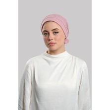 Hürrem Bone Pudra Pratik Hazır Geçmeli Tesettür Bone Sandy Kumaş Pileli Nervürlü Güllü 1806_06
