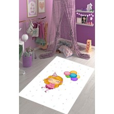 Astraltech Pelangi Küçük Kız Desenli Renkli Benekli Dijital Baskı Yıkanabilir Kaymaz Taban Çocuk ve Bebek Odas