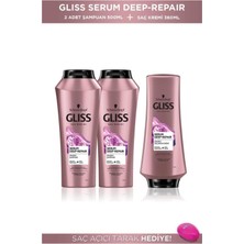 Astraltech Gliss Serum Deep Repair Şampuan 500 ml x 2 Adet + Saç Kremi 360 ml + Saç Açıcı Tarak Seti