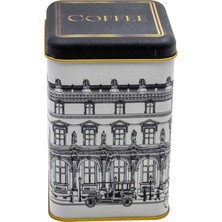 Astraltech EVLE-ER022-2A City Coffee Desenli Kare Metal Saklama Kabı 11X11 cm (City Coffee)