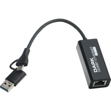 Astraltech Dark Dk Nt U3GLAN USB 3 To Ethernet Çevirici Dönüştürücü Adaptör (Gigabit Destekli)