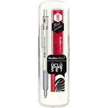 Astraltech Scrikss Office Graphx 3'lü Set Mekanik Kurşun Kalem Silgi Min Beyaz 0.5 mm