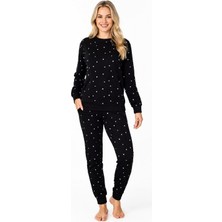 Guava Homewear Kadın Ev Giyimi Bisiklet Yaka Bilek Manşet/lastikli 2 Iplik Cepli Kışlık Jogger Eşofman Pijama Takımı