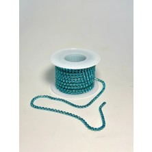Mazaka Studio SS12 Turkuaz Mavi Renkli Kristal Beyoğlu Taş Zincir Şerit 3 Metre