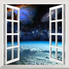 Astraltech Pencere Poster Duvar Kağıdı Uzay Manzarası 6 Yapışkanlı Sticker