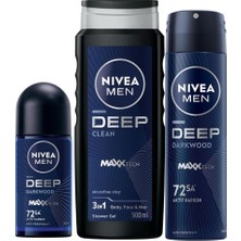 Astraltech Nivea Men Erkek Damat Çeyiz Bohça Seti Deep Dimension, Duş Jeli 500ML, Sprey Deodorant 150ML, Roll-