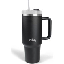 Astraltech Any Morning Vaha 1200 ml Üç Kademe Çevirmeli Kapaklı Çift Katman Çelik Termos Mug Siyah SI2440217