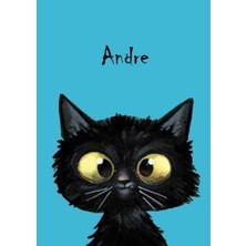 Astraltech Andre: Personalisiertes Notizbuch, Din A5, 80 Blanko Seiten Mit Kleiner Katze Auf Jeder Rechten Unt