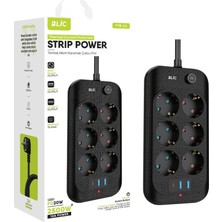 Astraltech Akım Korumalı Priz, 6x Priz Soketi, 2x USB Girişi, 1x Girişi, Tasarruflu Uzatma Kablosu, Çoc