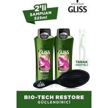 Astraltech Schwarzkopf Gliss Bio-Tech Güçlendirici Şampuan 525 ml x 2 Adet + Saç Fırçası SET.HNKL.1291