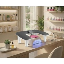 Astraltech Oval U Tipi Telefon Standlı Ergonomik Manikür Sehpası Siyah Manikür Kol Desteği U2B