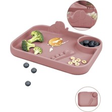 Astraltech Meleni Baby 2'li Silikon Beslenme Seti - 3 Bölmeli Silikon Beslenme Tabağı, Diş Kaşıyıcı Kaşık - Pe