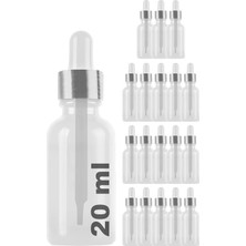 Astraltech Afracam Şeffaf 20 ml Metal Gümüş Sızdırmaz Kapaklı Dropper Damlalık Cam Şişe 18 Adet