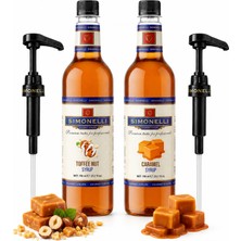 Simonelli Toffee Nut ve Karamel Aromalı Kahve Şurubu 700 ml 2'li Set - İçecek ve Kokteyl Şurubu (2 Adet Pompa Dahil)