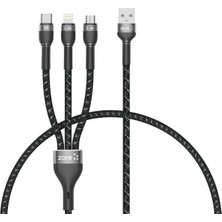 Astraltech Psr Aksesuar Siyah Siyah Shira 3 In 1 USB Kablo 30CM-