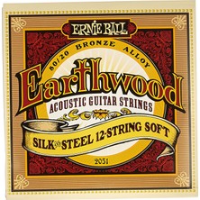 Astraltech Ernie Ball Earthwood Ipek ve Çelik Yumuşak Akustik Gitar Telleri, 12 Telli, 80/20 Bronz, Ölçü 9-46