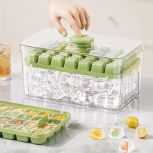 Astraltech Promosyonca Buz Kalıbı Seti, Kapaklı Buz Kabı, 56 Adet Buz Bölmesi (Su Yeşili)