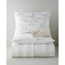 English Home Striped Jouy Pamuk Çarşaflı Çift Kişilik Nevresim Takımı 200X220 cm Krem - Kahve