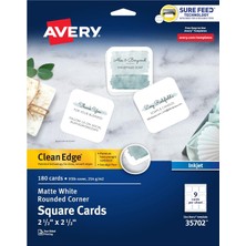 Astraltech Avery Clean Edge 35702 Sure Feed Teknolojisine Sahip Yazdırılabilir Kare Kartlar, Yuvarlatılmış Köş