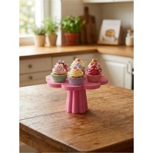 Mazaka Studio Cupcake Ayaklı Stand Çapı 17 cm Yükseklik 11 cm Pembe