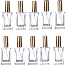 Astraltech Paradise 10 Adet 50 ml Cam Yeniden Doldurulabilir Sprey Kolonya Boş Parfüm Şişe Altın Renk Kapaklı