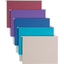 Astraltech 4 x Smead Askılı File Folder With Tab, 1/5-Cut Adjustable Tab, Letter Size, Çeşitli Jewel Tone Colo