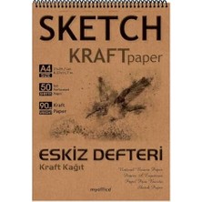 Kraft Kağıt A4 Eskiz Defteri 90 Gr. Spiralli 50 Yaprak Sketchbook